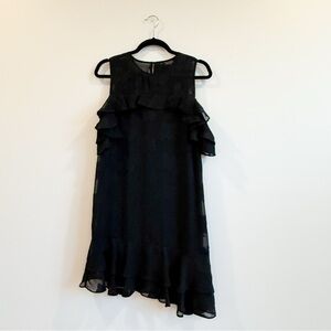 Donna Ricco - Black Ruffle Asymmetrical Dress